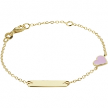 Gouden meisjesarmband met roze hartje