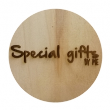 Logo op hout rond