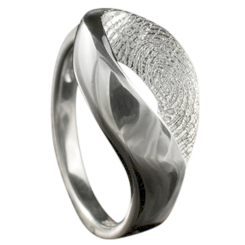 Zilveren organische ring met vingerafdruk