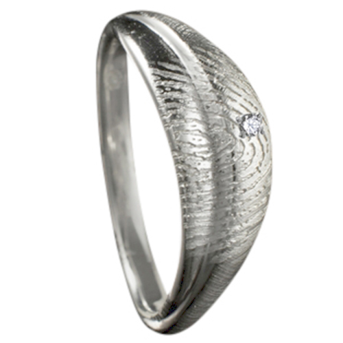 Zilveren vingerafdruk ring 7mm met steen