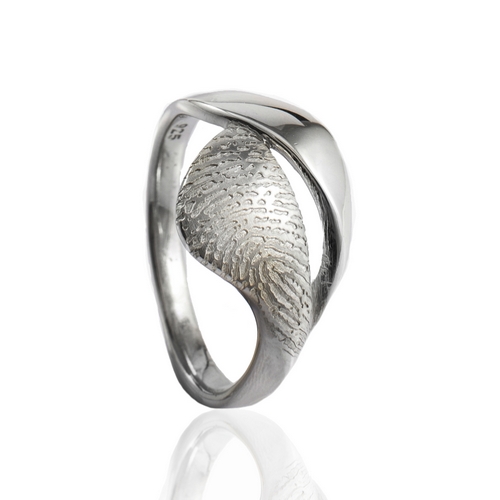 Zilveren design ring met vingerafdruk