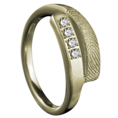 Gouden vingerafdruk ring met steentjes  7.5mm