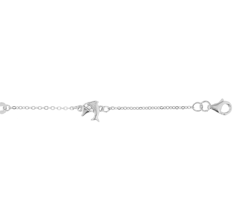 Zilveren armbandje met dolfijn en zirkonia steentjes