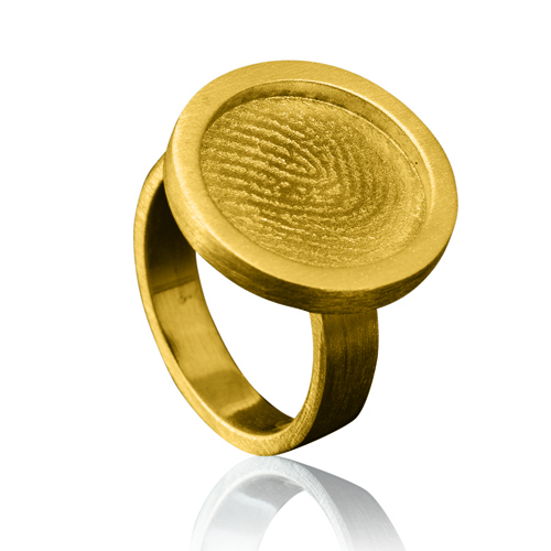 Gouden ring met ronde vingerafdrukplaat
