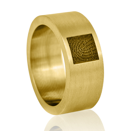 Gouden ring met vingerafdruk in vierkant