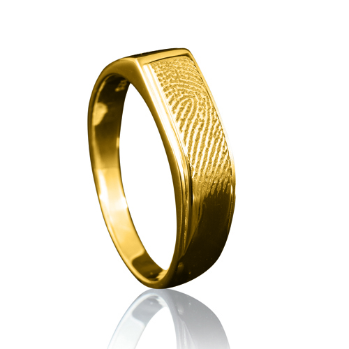 Gouden vingerafdruk ring met gebogen vlak