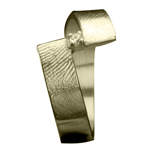 Gouden open ring met vingerafdruk en chaton gezette steen