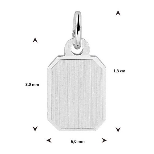 rechthoekige zilveren hanger inclusief naam graveren