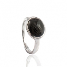 Zilveren vingerafdruk ring ovale onyx