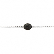 Zilveren armband met vingerafdruk in Onyx