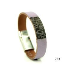Armband met vingerafdruk in leer, kleur lavendel