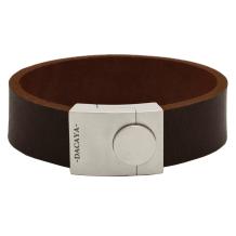 Dacaya Bulls Eye Bull armband donkerbruin met zilverkleurig slot