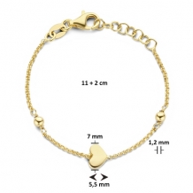 Gold plated armbandje met hartje en bolletjes