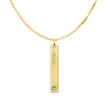 Gouden Bar naamketting hanger met gravure en geboortesteen Names4Ever met ketting