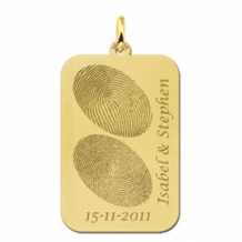 Gouden hanger dogtag twee vingerafdrukken