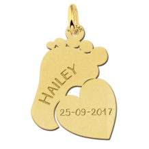 Gouden mama hanger met voetje en hart Names4ever