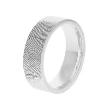 Rechte zilveren ring met vingerafdruk