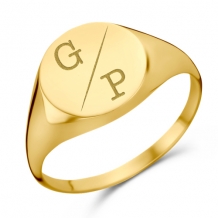 Ronde Gouden zegelring met twee initialen Names4Ever