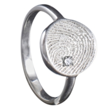 Zilveren vingerafdruk ring 11mm met steen