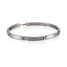 Zilveren schakel armband met vingerafdruk 884