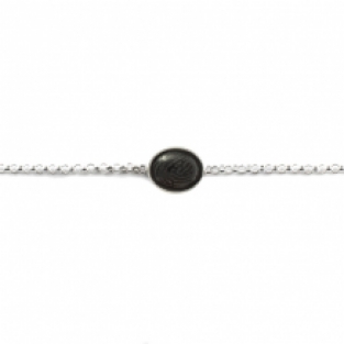 Zilveren armband met vingerafdruk in Onyx