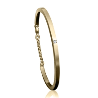 Smalle gouden as armband met zirkonia