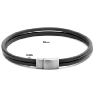 Zwart lederen armband met dubbele band