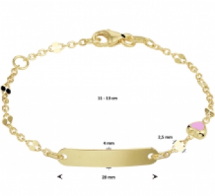 Geelgouden armbandje met roze hartje