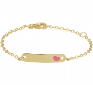 Gouden kinderarmbandje met plaatje en hartje