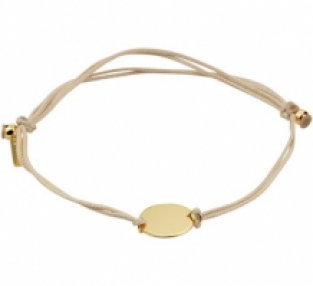 Gevlochten damesarmband met ovaal gouden plaat
