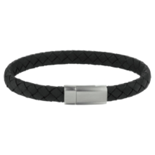 zwart lederen gevlochten armband