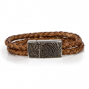 Bruin leren armband met vingerafdruk