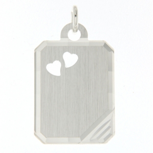 Ketting hanger rechthoek 16x21mm met 2 hartjes