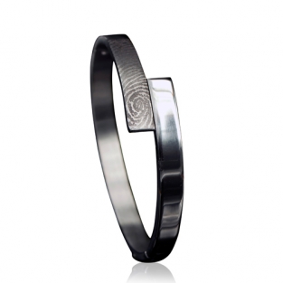 RVS rechte scharnier armband met vingerafdruk