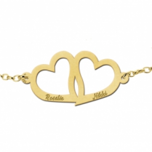 Armband met dubbel hart goud