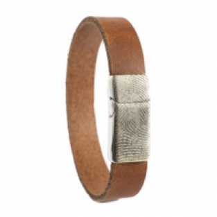 Bruine leren armband met vingerafdruk