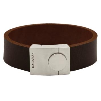 Dacaya armband Bulls Eye Bull donkerbruin met zilverkleurig slot