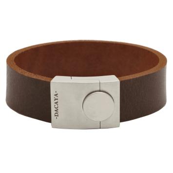 Dacaya armband Bulls Eye Bull grijs met zilverkleurig slot