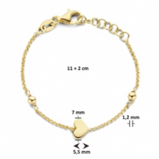 Gold plated armbandje met hartje en bolletjes