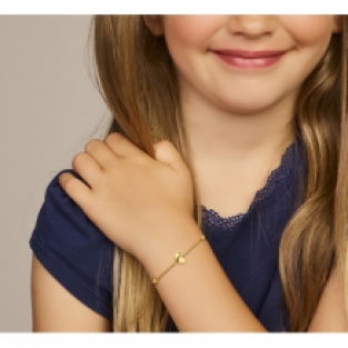 Gold plated armbandje met hartje en bolletjes