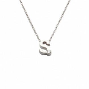 Zilveren ketting met letter met zirkonia