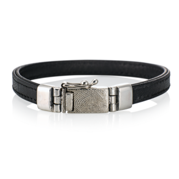 Leren armband met afdruk in bakslot, kleur 801 zwart