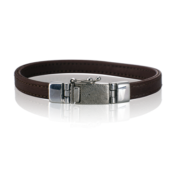 Leren armband met afdruk in bakslot, kleur 803 bruin