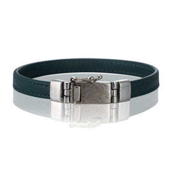 Leren armband met afdruk in bakslot, kleur 810 petrol