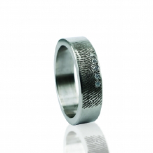 RVS vingerafdruk ring met 5 stenen 804