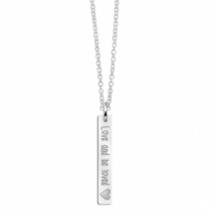 Zilveren Bar naamketting met gravure en hart Names4Ever