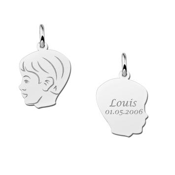 Zilveren jongens kinderkopje met gravure klein Names4ever