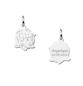 Zilveren meisjes kinderkopje met achterkant gravure klein Names4ever