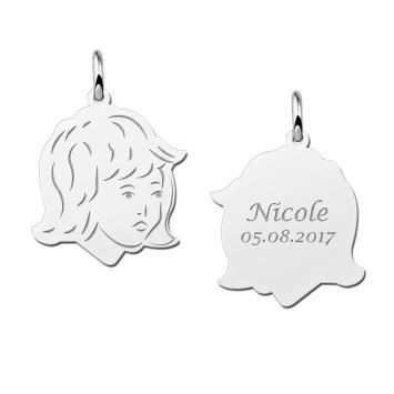 Zilveren meisjes kinderkopje met achterkant gravure Names4ever