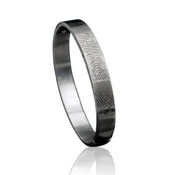 RVS rechthoekige scharnier armband met vingerafdruk